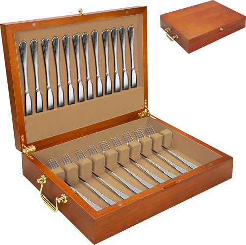Silverware Storage Box Solid Wood with Lid