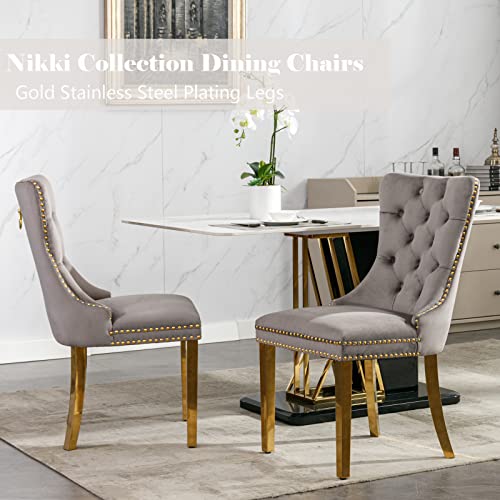 Grey Velvet Dining Chairs Set of 2 (2 Count)