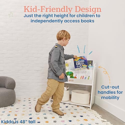 3 Shelf Floor Book Display with Handles and Storage