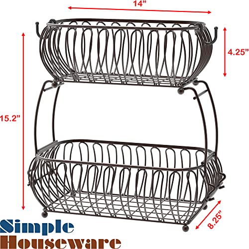 2 Tier Countertop Oblate Fruit Basket Holder (24 Count)