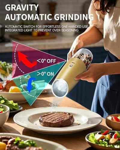 Gravity Electric Salt and Pepper Grinder Set with 2 (2 Count)