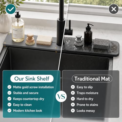 2PCS Stone Faucet Mat for Kitchen Sink