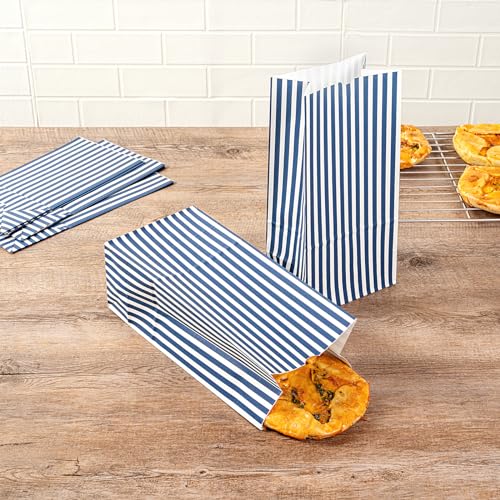 Blue And White Stripe Paper Bag (100 Count)