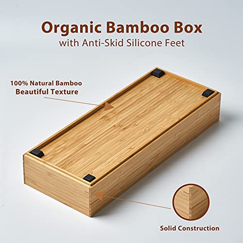 Bamboo Kitchen Drawer Organizer Boxes with Anti