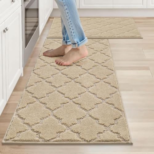 Soft Kitchen Rugs Set of 2 Non Slip 20"x32"+20"x48" (14.96 Sq Ft)
