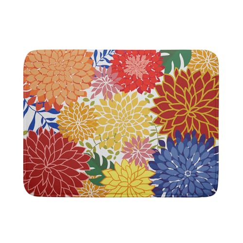 Modern Floral Dish Drying Mat Large Multicolored Tropical Drying Pad for Kitchen Counter