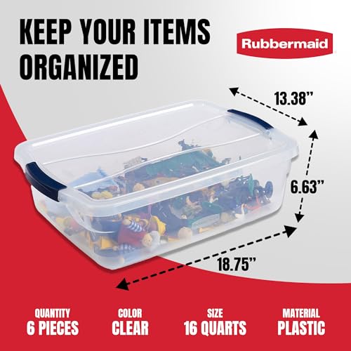 Cleverstore 17 Quart Clear Latching Waterproof Stackable Airtight Storage Containers with Durable Latching Lids (6 Count)