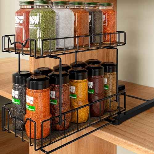 2 Tier Spice Rack Slide Out Wire Basket Drawer