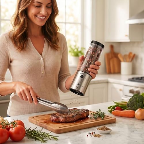 8oz Rechargeable Electric Salt and Pepper Grinder Set (2 Count)