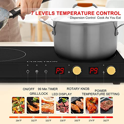Portable Induction Cooktop 2 Burner with Griddle Pan