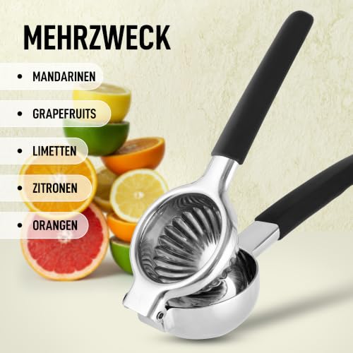 Zulay Lemon Squeezer Stainless Steel with Premium Heavy Duty Solid Metal Squeezer Bowl