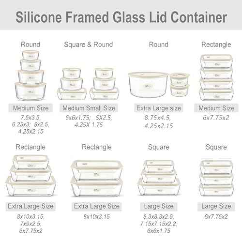 Glass Food Container Set with Glass Lid (3 Count)