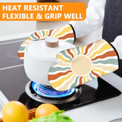 Mingnei Boho Sun Oven Mitts and Pot Holders Sets 4Pcs