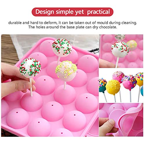 20 Cavity Silicone Cake Pop Mold Set With Lollipop Sticks