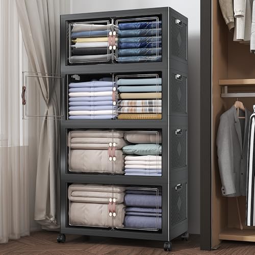 480QT Stackable Storage Bins with Lids (4 Count)