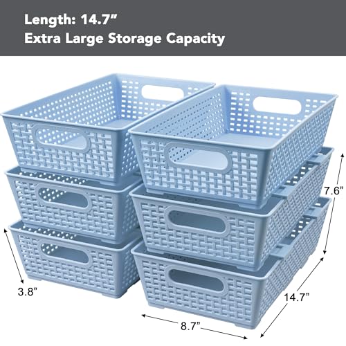 Stackable Woven Plastic Basket (6 Count)
