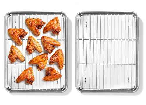 12x10 Inch Stainless Steel Quarter Sheet Pan with Cooling Rack Set (5 Count)