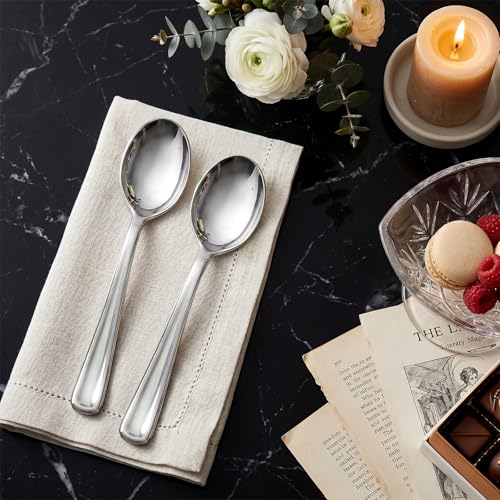 100 Pack Silver Plastic Spoons Disposable
