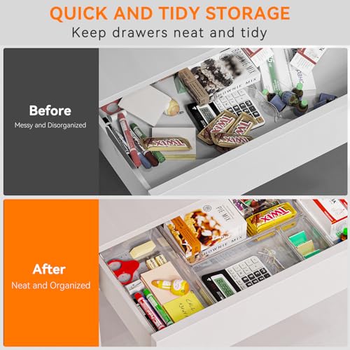 6 Pack Large Clear Plastic Drawer Organizer Trays (6 Count)
