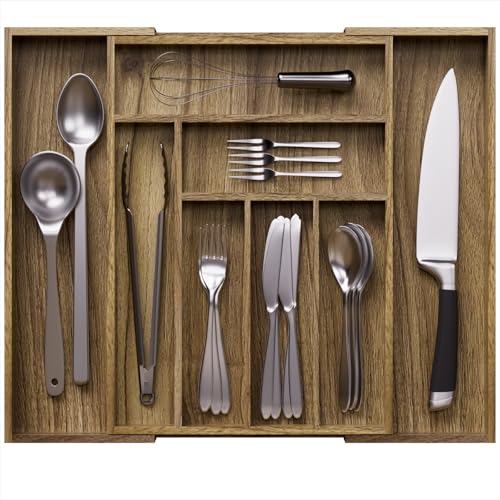 Acacia Wood Kitchen Silverware Drawer Organizer (50.72 Ounce)