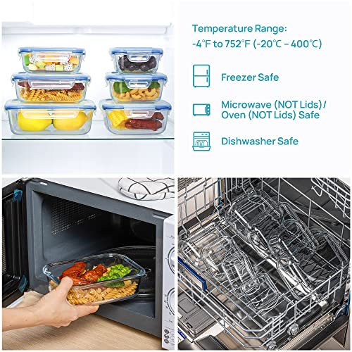 8 Pack Glass Food Storage Containers with Airtight Lids (8 Count)