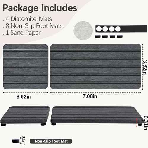 Set of 4 Water Absorbing Stone Tray (4 Count)