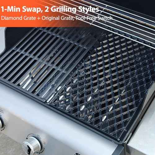 17.5" Dual Sided Diamond Sear Grill Grates for Weber Spirit 300