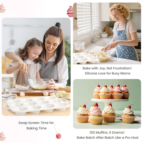 Silicone Muffin Pan for Baking with Metal Reinforced Frame