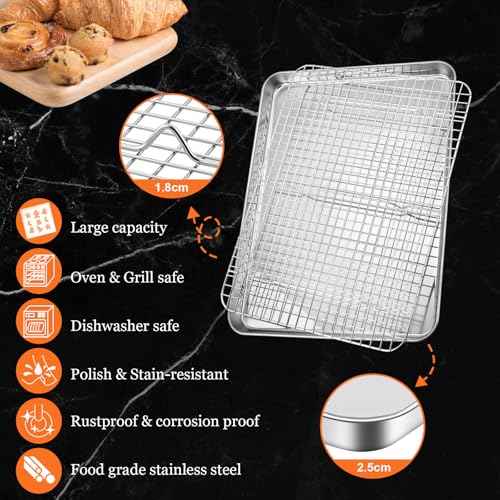 16"+12.5"+9" Baking Sheet with Wire Rack (6 Count)