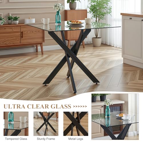36” Square Glass Dining Table Set for 4