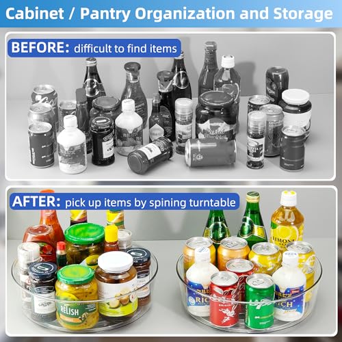 3 Pack Lazy Susan 11.5" Inch Turntable Organizer for Cabinet Pantry Organizers and Storage Organization Spinning Spice Rack Bins Rotating Condiment for Countertop Kitchen Sink (3 Count)