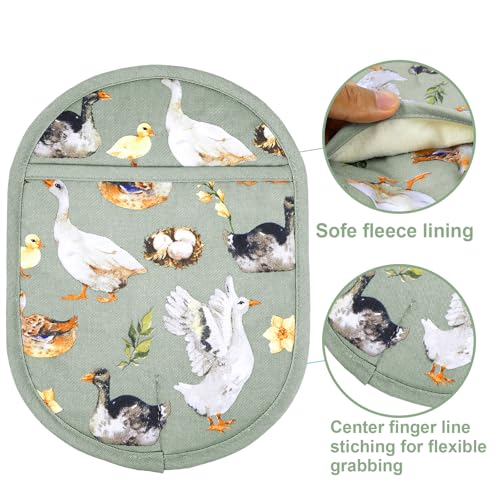 Pot Holders with Transparent Clear Silicone Shell and Nice Duck Flower (2 Count)
