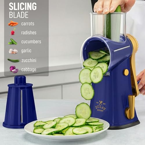 Rotary Cheese Grater Manual Hand Crank 5 Blade Shredder