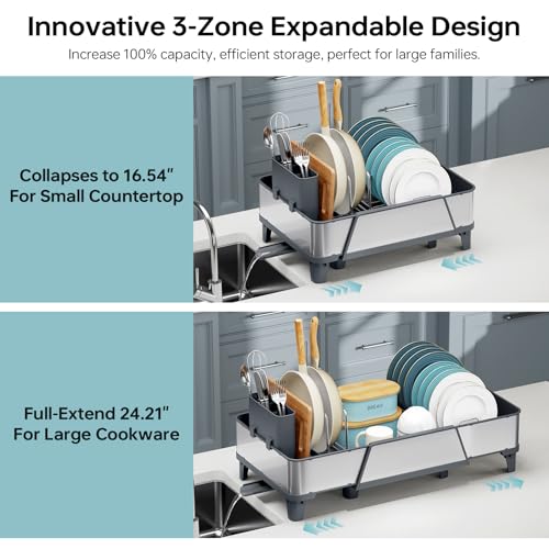 Expandable Dish Drying Rack for Kitchen Counter