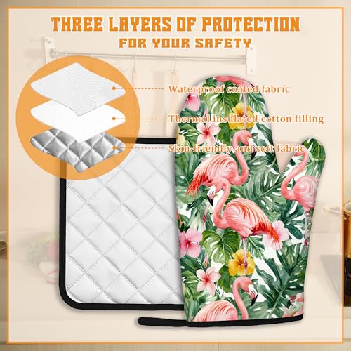 Palm Leaf Oven Mitts and Pot Holders Set (4 Count)