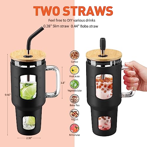 Glass Tumbler with Straw and Lid