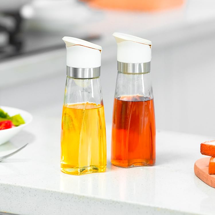 Premium Glass Olive Oil and Vinegar Dispenser Bottles Set