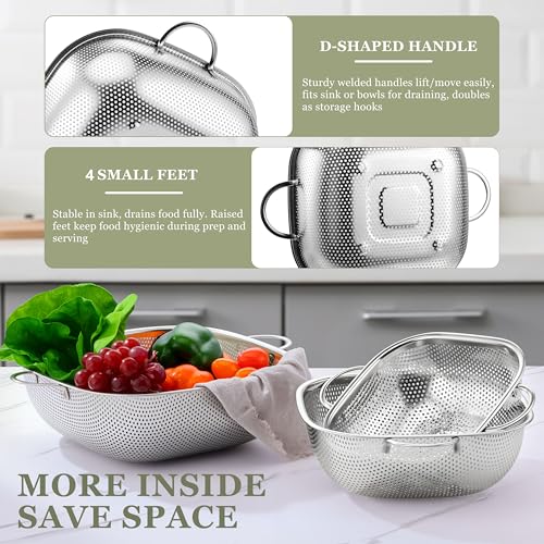 6QT Square Stainless Steel Colander