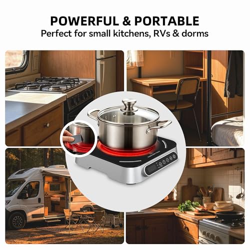Portable Induction Cooktop 1800W 10 Power Levels&Probe