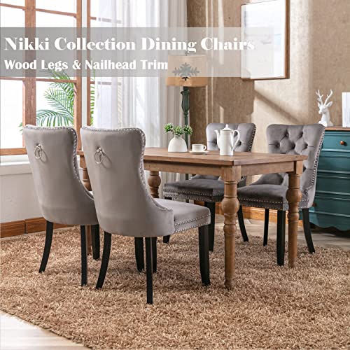 Grey Velvet Dining Chairs Set of 2 (2 Count)