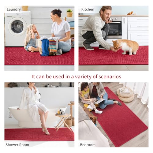 Kitchen Mat Kitchen Rugs Sets of 2 PCS Non Slip Red 17"x30"+17"x59"