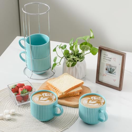 15 oz Coffee Mug Set of 4 with Stand (4 Count)