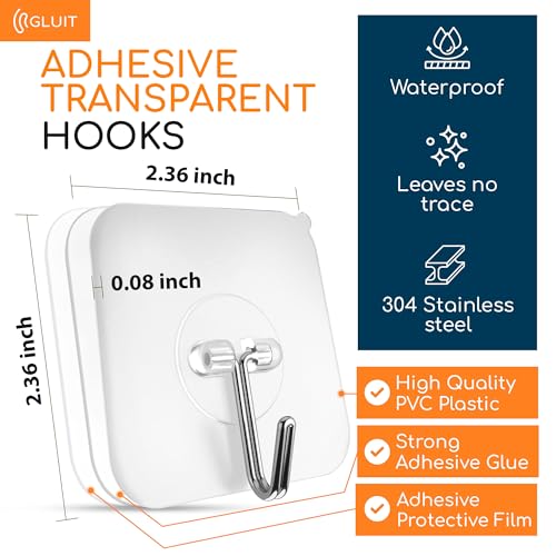 Adhesive Wall Hooks for Hanging Heavy Duty No Drill (6 Count)