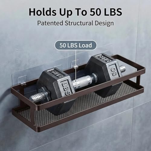 5-in-1 16.5" Extra Long Kitchen Organizer & Shower Caddy Set, Wall Mount Spice Rack with Paper Towel Holder, Utensil Holder & Soap Dish, Rustproof Mesh Storage Rack, Vintage Bronze, Guardrail