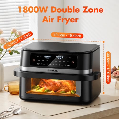12QT Dual Basket Air Fryers with Dvider & 50PCS Paper Liners