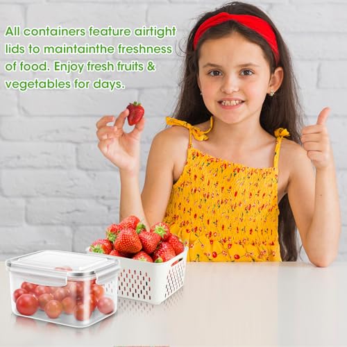 6 Pack Fruit Storage Containers for Fridge Produce Saver Veggie Container (6 Count)
