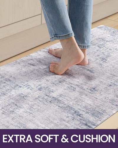 Kitchen Floor Mats Cushioned Anti Fatigue Runner Rug 23x59 Blue