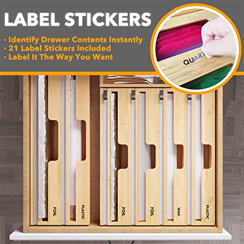 WrapNeat 4 in 1 Wrap Dispenser with Cutter and Labels