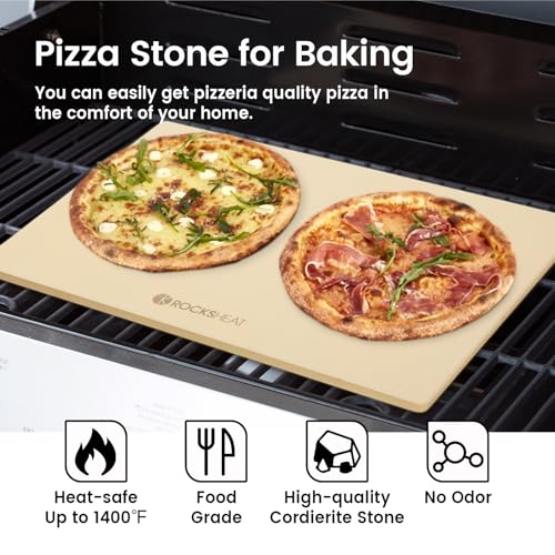 Pizza Stone Rectangular Extra Large 23.6" x 15.8" x 0.6" Pizza Stones for Oven Grill