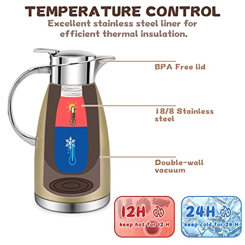 61oz Coffee Carafe Airpot Insulated Coffee Urn Stainless Steel Vacuum Thermal Pot Flask Dispenser for Coffee